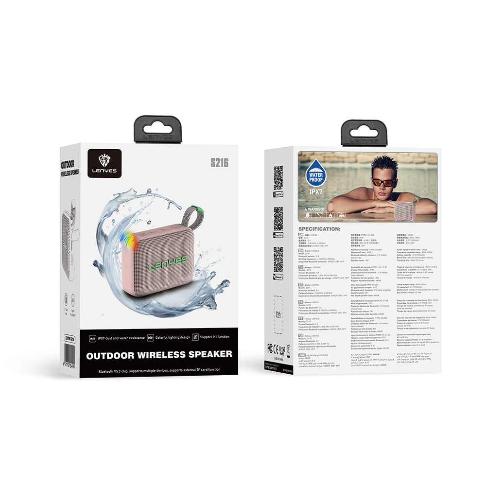 Lenyes S216 Su Geçirmez Özellikli RGB Işıklı Askılı Mini Bluetooth Speaker Hoparlör v5.3 Lenyes S216 Su Geçirmez Özellikli RGB Işıklı Askılı Mini Bluetooth Speaker Hoparlör v5.3